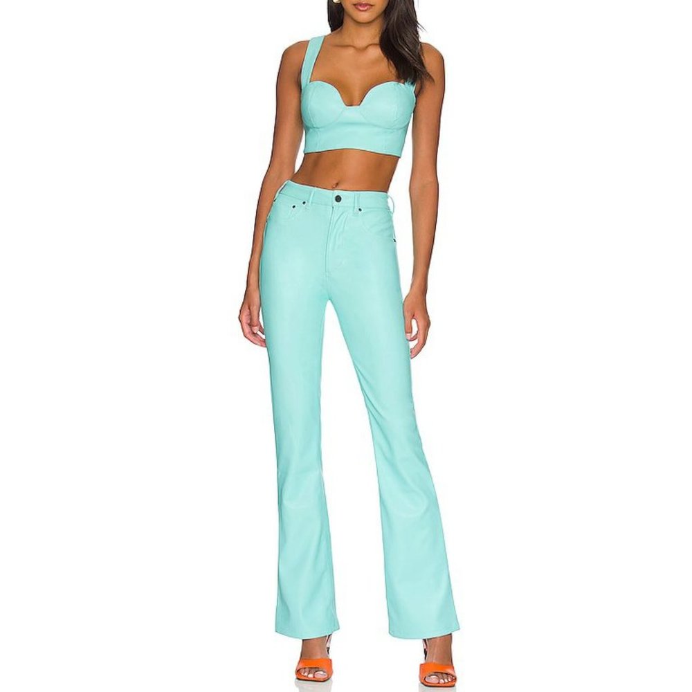 Huxley Vegan Leather Pant AFRM in Aruba Blue